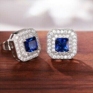 New Sterling silver diamond stud earrings